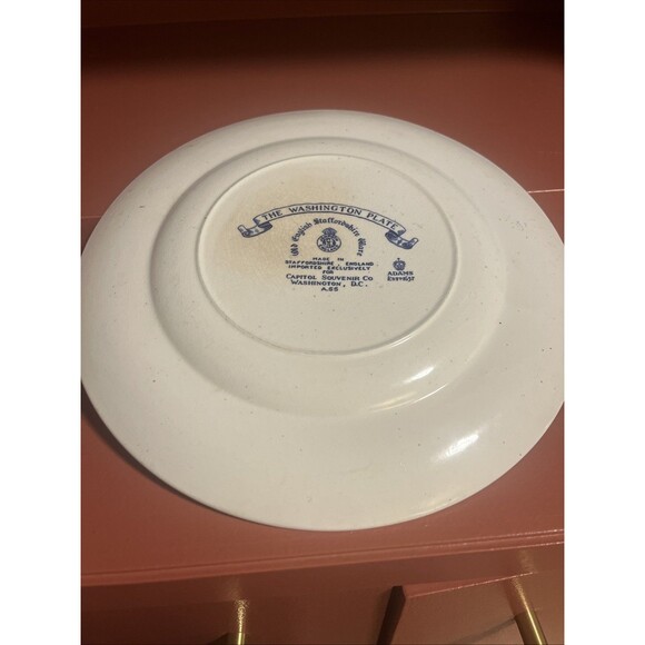 1940's Capitol Souvenir Plate English Staffordshire 10" blue white Washington DC - Picture 7 of 7